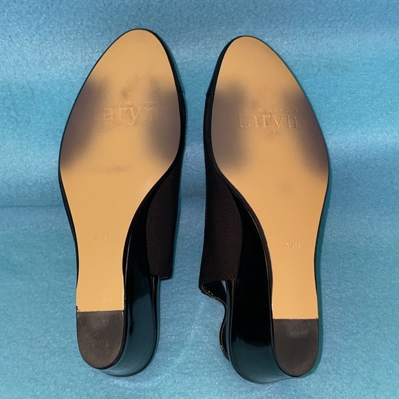 TARYN BY TARYN ROSE Karine black buckle sling back wedge NEW in box size 5 1/2 M - Picture 4 of 8